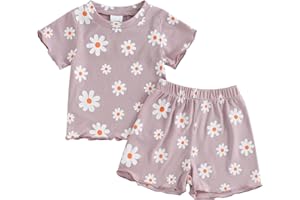Toddler Baby Girl 2 Piece Outfits ShortSleeve Florals Print Sweatshirt & shorts Summer Clothes