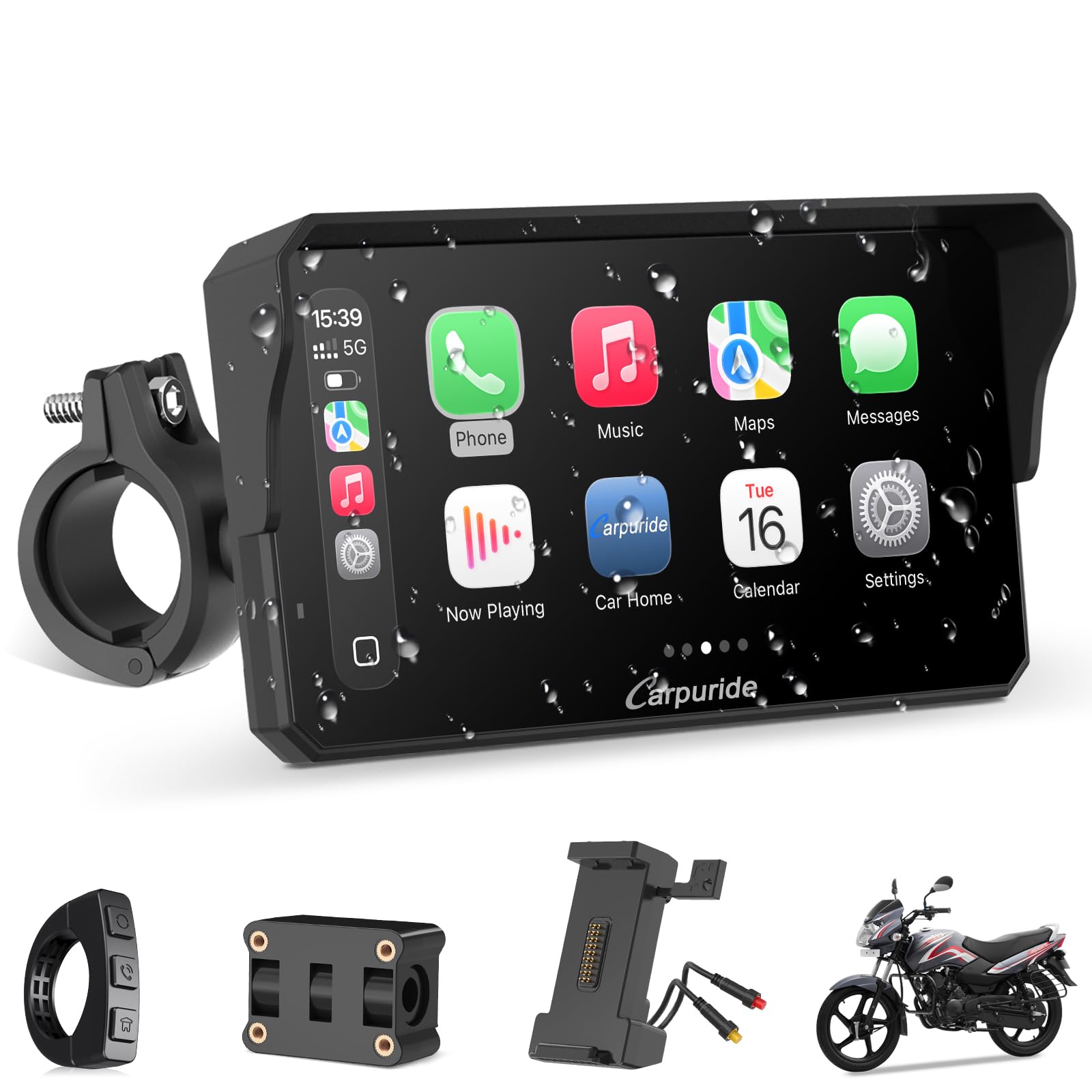 Photo 1 of Carpuride W602S PRO Motorcycle Carplay & Android Auto with Type-C Port, 6.25" Motorcycle GPS Navigation System Supports OTA, Car Play Moto Screen with Wired Controller, Dual Bluetooth, Waterproof