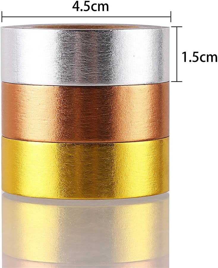 DECORA 3 Pieces Gold Washi Masking Tape Collection Premium DIY Arts & Crafts Tape and Gift Wrapping Supplies for Christmas and New Year Decoration