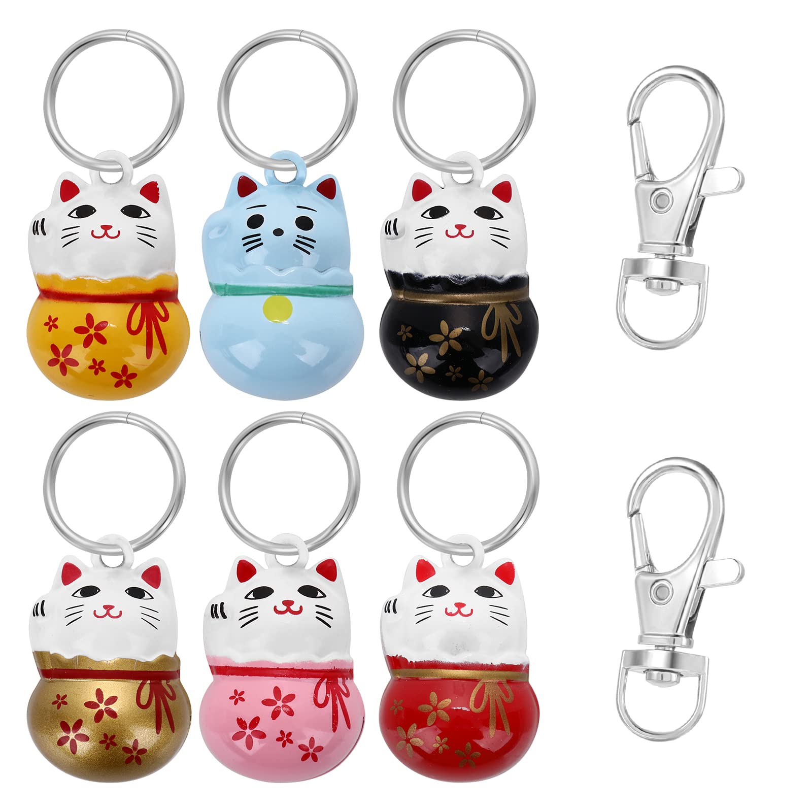 Cobee Colorful Lucky Cat Collar Bells, 6pcs with Breakaway Buckle for Kittens Training