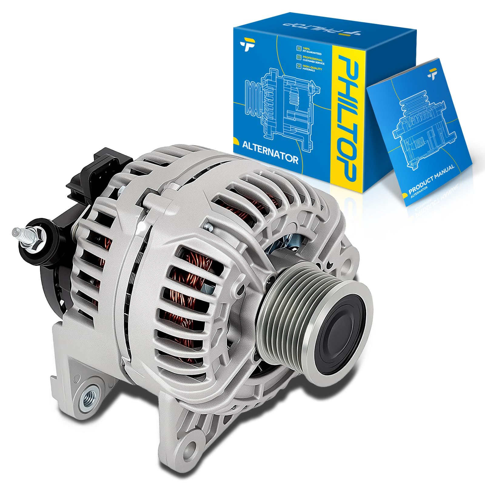 Photo 1 of PHILTOP Alternator Compatible with Dodge 2007-2009 Ram2500 Ram3500 6.7TL 2008-2010 Ram5500 Ram4500, 136 Amp Alternator Replace 11239N 0124525260 11239 112398 56028732AC 56028732AD 90156575