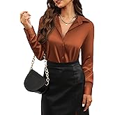 CUNLIN Womens Soft Satin Silk Leopard Button Down Shirts for Women Silky Long Sleeve Work Shirt Dress Blouses Tops