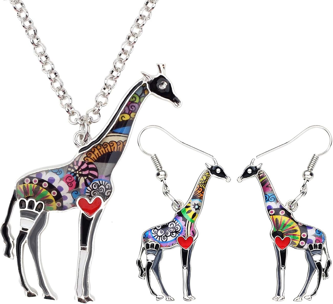 WEVENI Alloy Enamel African Giraffe Jewelry Set Animal Earrings