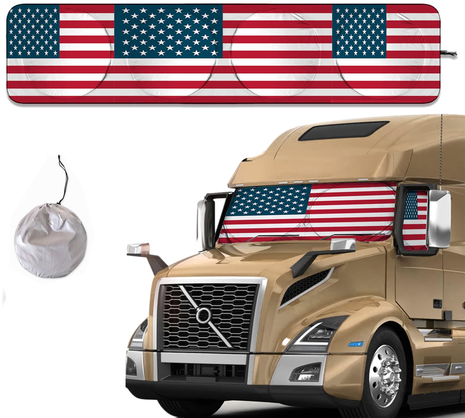 Photo 1 of [2025 Upgrade]TDCQQGQQ American Flag Semi-Truck Sun Shade for Windshield and Side Windows, UV Protective for Truck Windshield Maximum Coverage to Block UV/Sun Heat Rays,for Commercial & Big Rig Truck