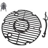 Round Cast Iron Grill Grate Kit for Char-Griller E86714 AKORN Jr. Kamado | Grill Grate with Lifter for Char Griller Replacement Grates CharGriller AKORN Kamado Charcoal E6714 E06614
