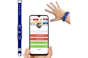 Sharewear Smart Bands for Kids if Lost, Child Safety ID Wristband, NFC Bracelet for Children, Smart Medical ID Band, Lost Kids ID Bracelet, Disney Essentials for Kids, QR Identification (Navy)