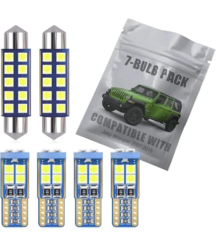 thumbnail image 2 of Jeep Wrangler JK 2007-2019 White LED Interior Light Kit | 7 Bulbs + Tool | 6000K | DYNITX 2 of 3