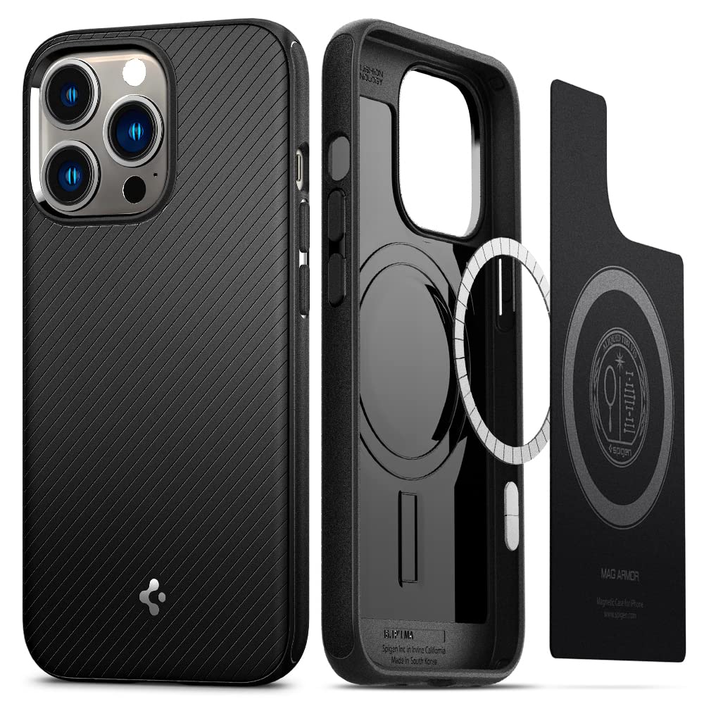 Spigen Mag Armor (MagFit) Compatible with MagSafe Designed for iPhone 13 Pro Case (2020) - Matte Black