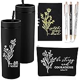 Funnymoom 6 Pcs Christian Gift Gifts for Women Includes Bible Religious Notebook and Pens Set Tumbler Makeup Bag Scripture Faith Gift for Church Members Clergy Appreciation Pastors Wife Gifts