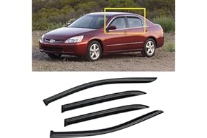 CMVT AUTO Window Visor for 2003-2007 Honda Accord, Out-Channel Rain Guards Shields Vent Shade Deflector Wind Dark Smoke Ventshade Ventvisor 2004 2005 2006 03 04 05 06 07, Tape-On Outside-Mount, 4PCS