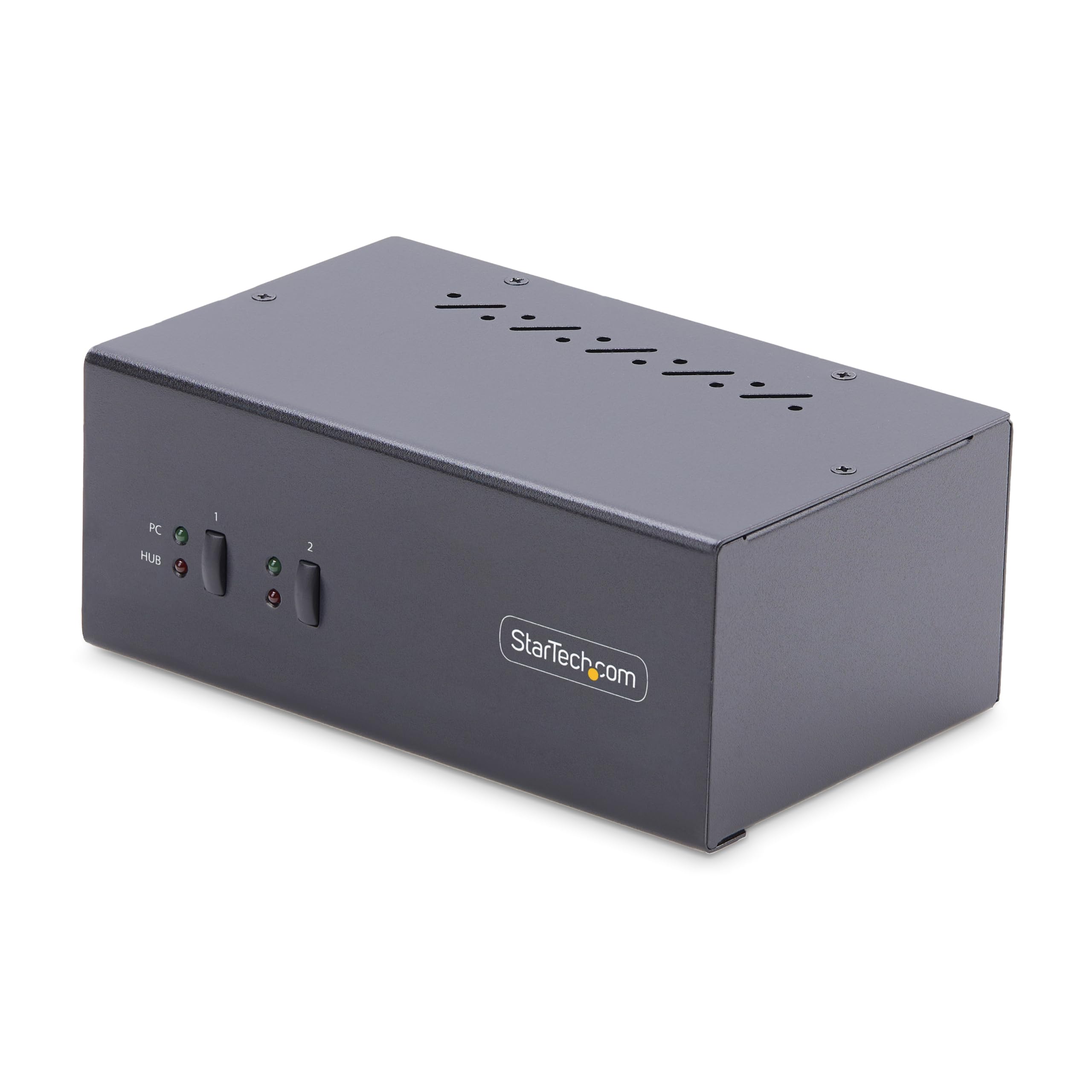 StarTech.com 2-Port Dual-Monitor DisplayPort KVM Switch, 4K 60Hz, 2X USB 5Gbps Hub Ports, 2X USB 2.0 HID Ports, Hotkey and Push-Button Switching, TAA Compliant (P2DD46A2-KVM-SWITCH)
