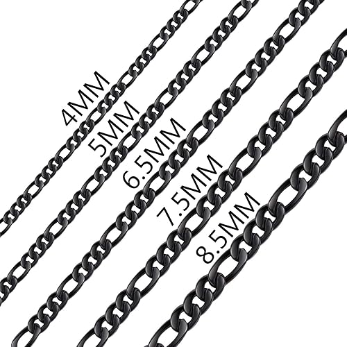 Bowisheet 16 Inches 6 5mm Black Figaro Chain Necklace Stainless Steel Figaro Link Chain For Men Women Amazon Co Uk Jewellery