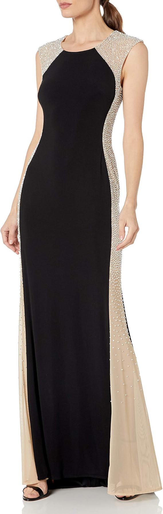 Xscape Women's Long Ity Dress with Caviar Bead Sides Clothing