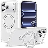 SKYLMW Compatible with iPhone 17 Pro Max Case with Invisible Magnetic O-Ring Stand Military-Grade Phone Case for iPhone 17 ProMax 6.9" [Compatible with Mag-Safe][Great Grip Feeling],Translucent