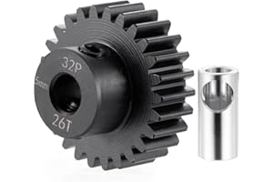 BRKRC Steel 32P 5mm Pinion Gear 25T 26T 28T 29T 30T 31T 32T 33T 34T 35T 36T 37T 38T Motor Gears for 1/10 1/8 RC Car Parts (26T)