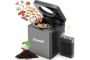 Growell Electric Composter for Kitchen, 2.5L Indoor Countertop Compost Bin Kitchen with LED Display, Visible Window & Carbon Filter, Auto-Clean, 4H/6H Fast Processing, Odorless Food Compost Machine
