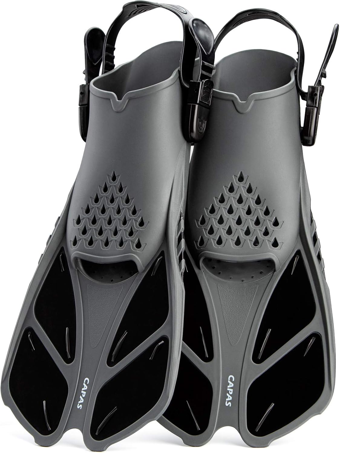 CAPAS Swim Fins, Snorkel Fins with Travel Size Short Fins for Snorkeling Diving Adjustable Open Heel Flippers for Men Women Youth : Sports & Outdoors