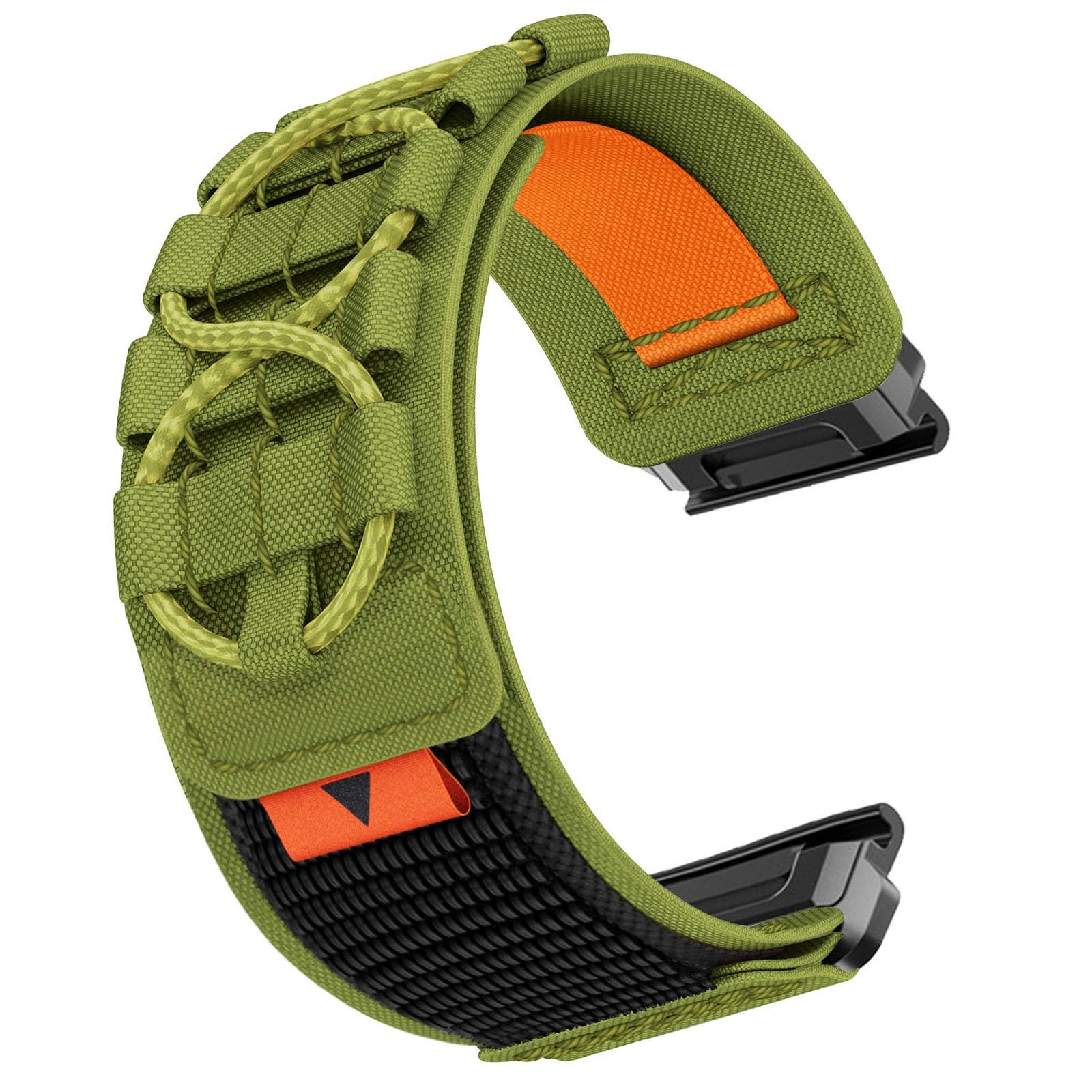 YOOSIDE Lightweight Nylon Watch Strap for for Garmin Fenix 8 47mm / epix Pro 47mm / Instinct 3 45mm, Military Tactical Loop Sport Wristband for Fenix 7/6 /5 (Green)