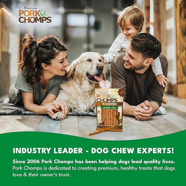 PORK CHOMPS ROASTED PORK SKIN DOG CHEWS, 5-INCH MINI TWISTS, 20 COUNT
