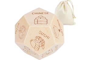 HD WOOD CRAFT Date Night Dice for Couples, Food Cube Game, Anniversary Wooden Gifts, Date Night Dice with Spice up Your Intimate Life, Romantic Wood Couple Date Night Ideas, Gifts from Girlfriend (12-Sided Food)