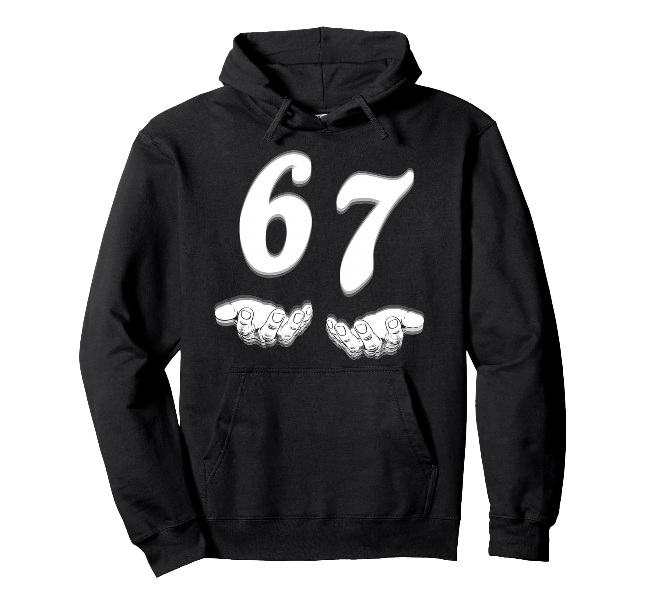 View 1 of **GREY!!!** Funny Six Seven Meme Hands Gesture Gen Alpha Slang Art Pullover Hoodie S