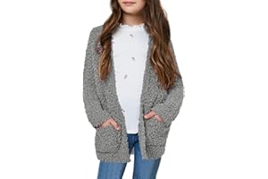 CNJFJ Girls Casual Open Front Long Sleeve Cardigan Pocket Fashion Sweater Outwear