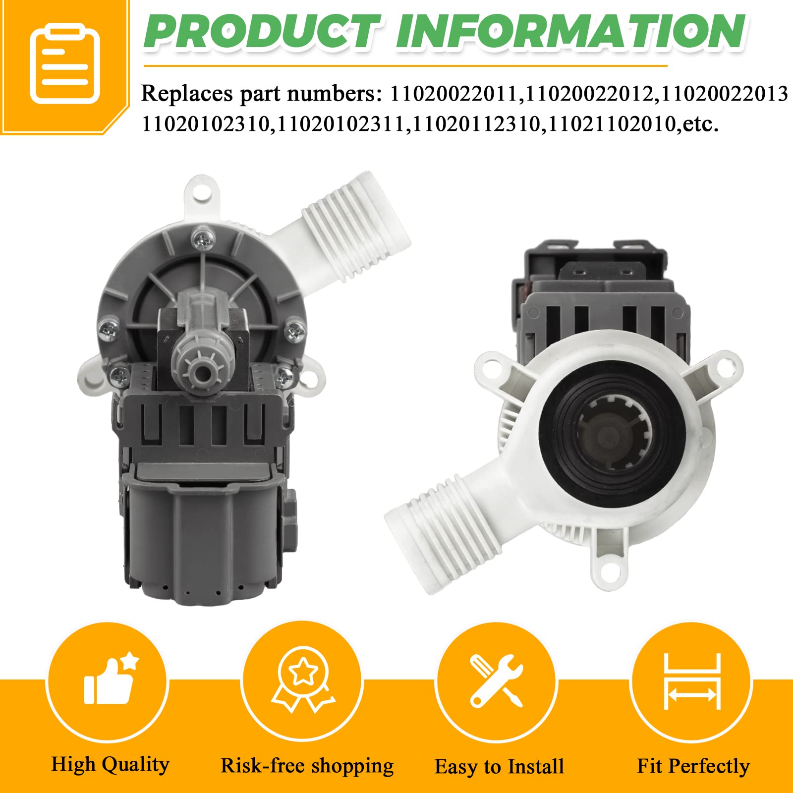 【2025 Updated】W10276397 Washer Drain Pump by Techecook - Fit for Kenmore Whirlpool Maytag Amana Washing Machine - Replaces 1874334 LP397 AP6018417 PS11751719 EAP11751719 WPW10276397VP B40-3A