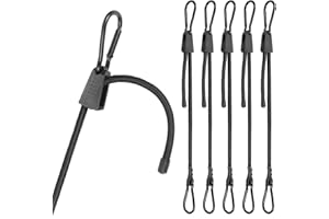 Masterwise 6 PCS Adjustable Bungee Cords with Hooks, 24 Inches Black Elastic Cord with Carabiner Hooks, Heavy Duty Bungee Straps for Outdoor Tent, Cart, Bike Rack, Trucks, Luggage and Cargo