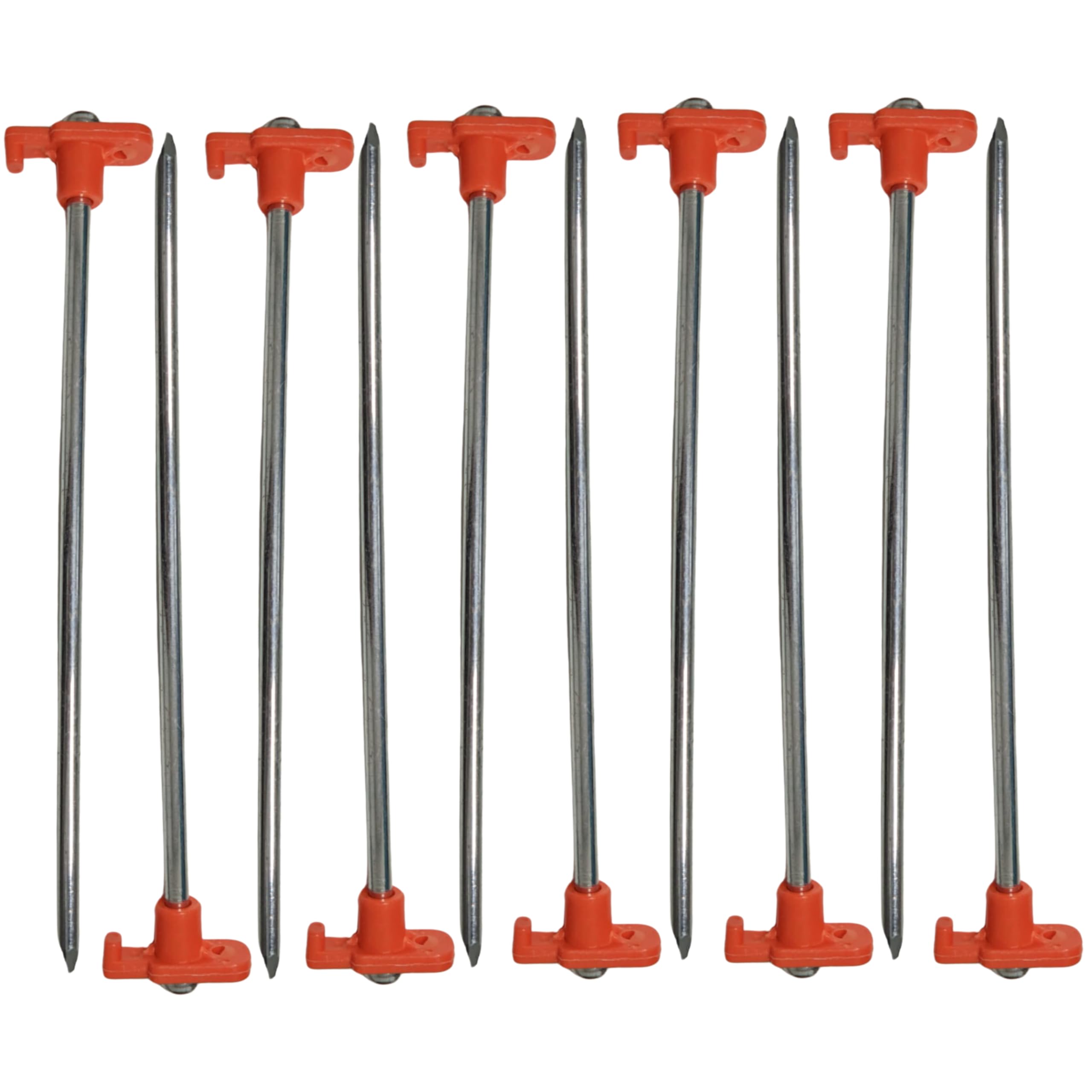 ADEPTNA Large Pack of 10 Galvanized Steel Rust Proof Tent Pegs – These Steel Hard Ground Pegs are Ideal for a Hard And Rocky Ground
