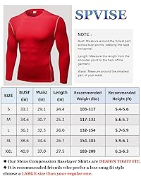 Red Compression Shirts Mens Long Sleeve Running Gym