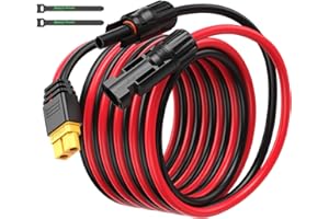 Bateria Power 10FT Solar Connector to XT60 Adapter Extension Cable, 12AWG Solar Panel to XT60 Charge Extension Cable for RV Foldable Solar Panel, Portable Power Station, Solar Generator (1PCS)