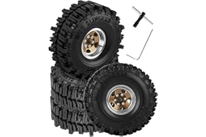 BRCatWPark 1.0 Beadlock Wheels and Tires for RC Crawler Car 1/18 TRX4M,1/24 SCX24,RC Off Road Buggy Rally Truck Wheels and Tires,RC Aluminium 1.0 in Rims and Rubber Tires w/Sponge,Bronze