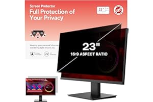 BERSEM 23 inch Removable Computer Privacy Screen Filter for 16:9 Aspect Ratio, Anti-Spy, Anti-Glare, Anti-Scratch, UV-Blockin
