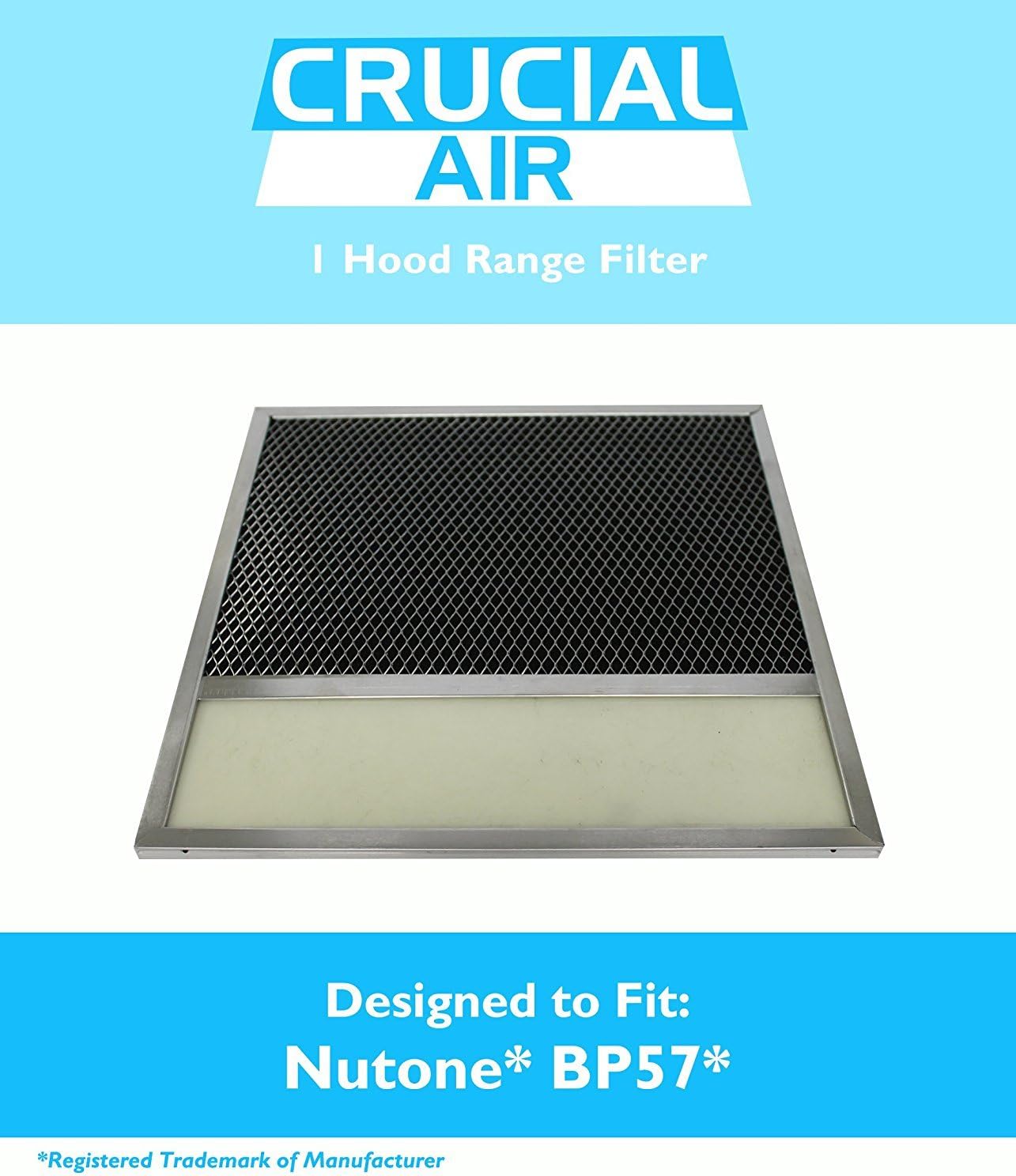 Nutone Aluminum Hood Vent Filter With Charcoal Pad, Part # BP57