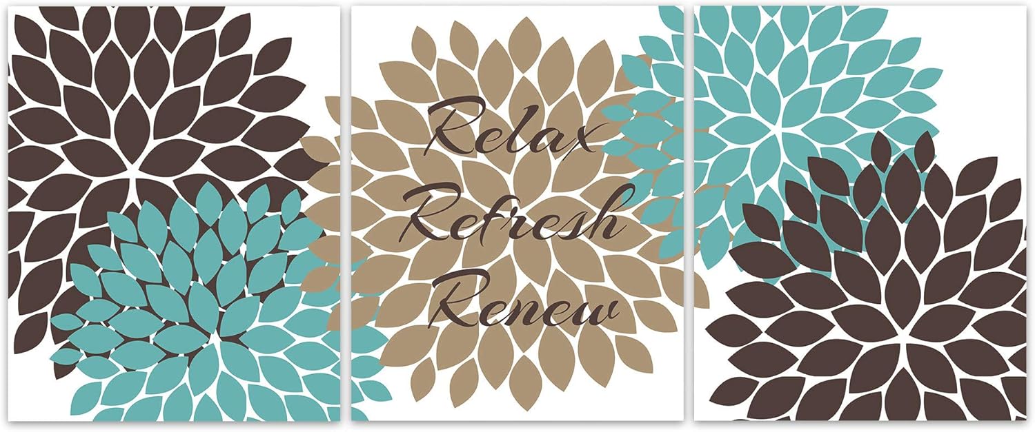 Bathroom Wall Art Relax Refresh Renew Canvas Teal And Brown Bathroom Decor Modern Bathroom Art Set Of 3 Bath Art Prints 8 X 10 Inches Amazon Ca Home Kitchen