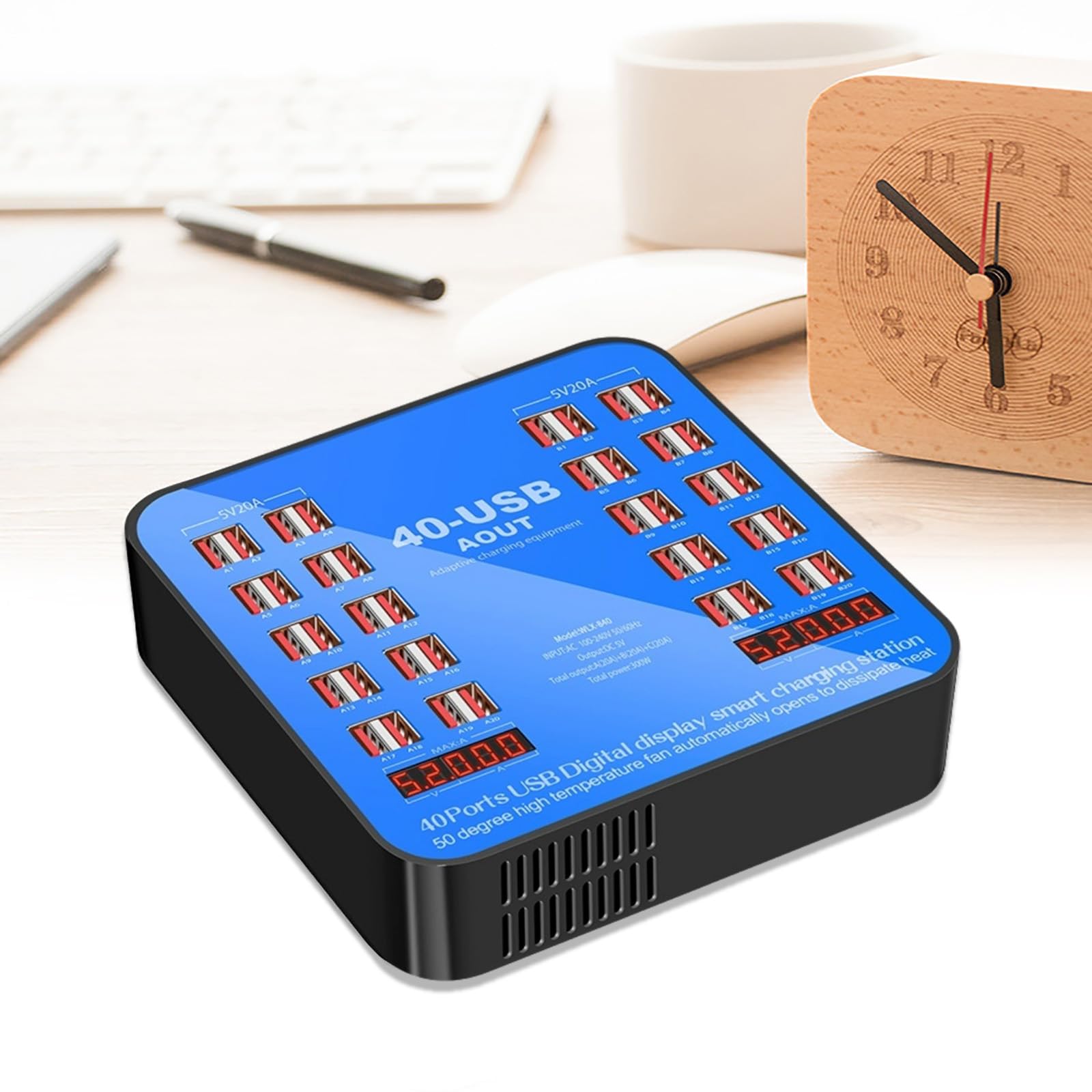 USB Charger USB Charging Station 40 Port 200W Multiport Phone Charging Hub for Multiple Devices Smart Phone Tablet Laptop Computer