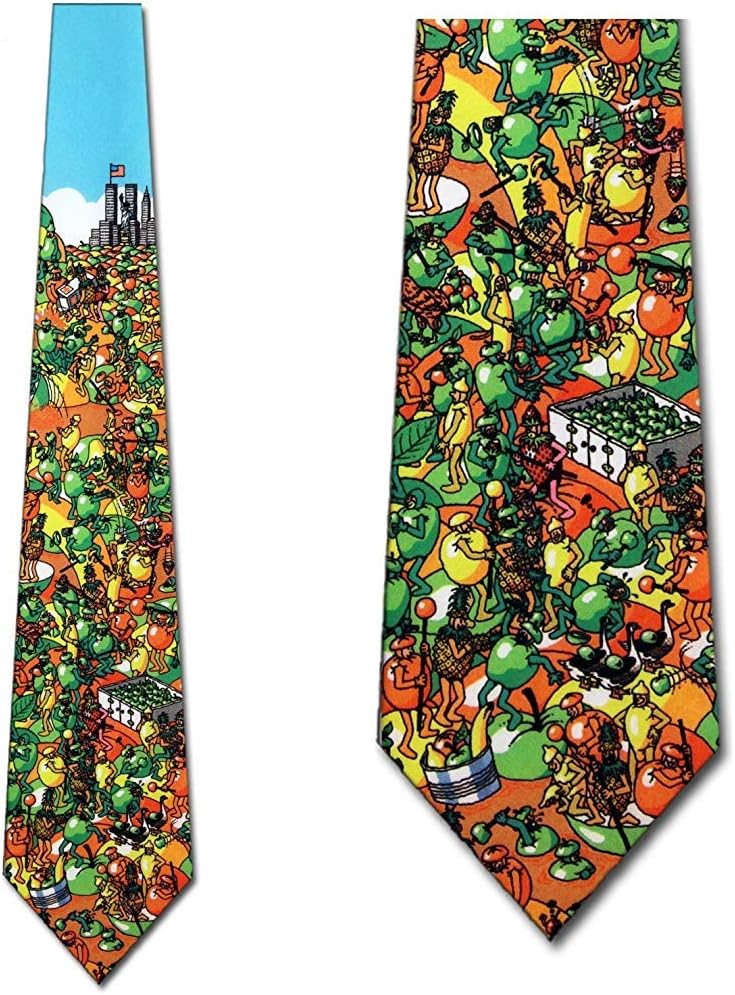 Necktie Where's Waldo Ties Game Neckties Where's Waldo in The Fruit Tie Mens Necktie Ties Silk Neckwear,Long 145CM