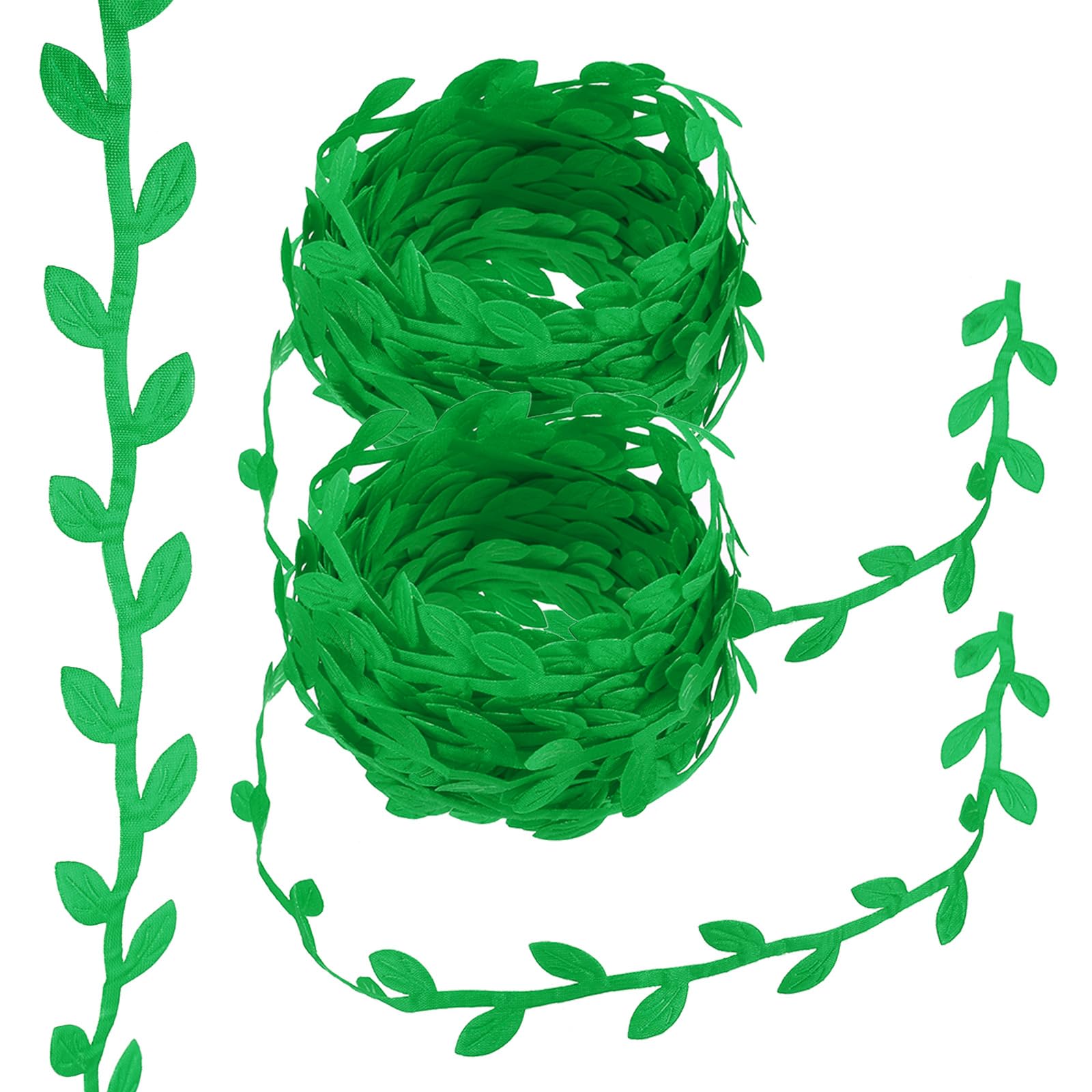 PATIKIL 22 Yards Green Leaf Ribbon, Leaves Trim Rope Artificial Leaf String for Christmas Wreath Making Gift Wrapping Wedding Decoration, Style 8 — image 1