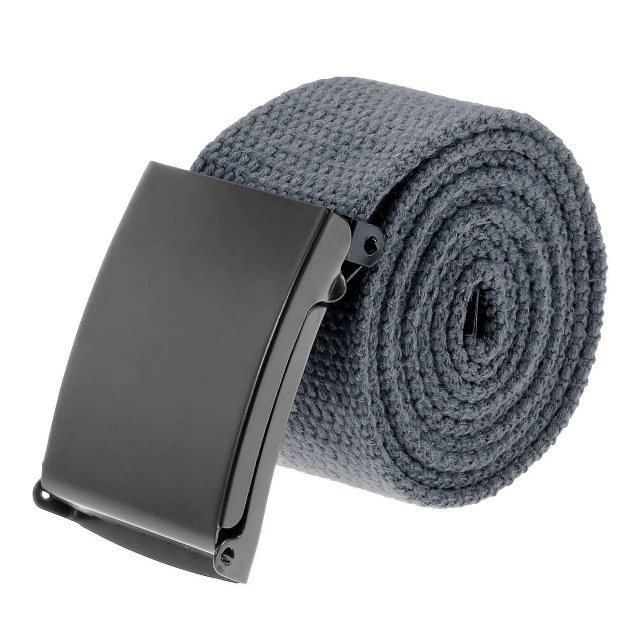 Ayliss Unisex Military Style Canvas Webbing Belt Plain Buckle Waistband (One Size, Black Buckle #2)