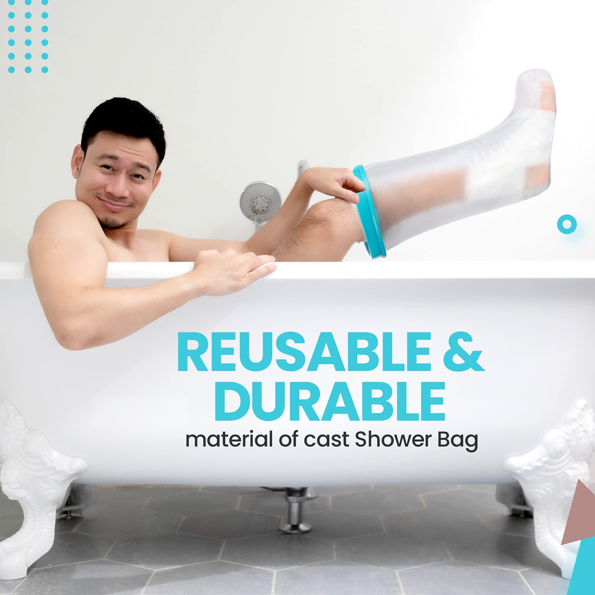100% Waterproof Adult Cast Covers for Shower Leg, Resuable 28