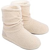 LongBay Women's Cozy Winter Slipper Boots Warm Chenille Knit Bootie Memory Foam Non-Slip Indoor Outdoor House Shoes
