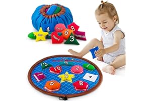 beetoy Shapes Bean Bags Matching Game - Toddler Preschool Learning Activities Memory for Numbers, Shapes, Colors, Words, Preschool Classroom Must Haves Learning Toys for Toddlers (10PCS) (Multicolor)