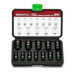 EMENTOL 3/8" Drive Impact Socket Set, Semi-Deep