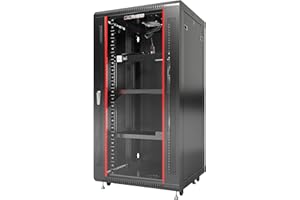 22U Wall Mount Server Rack Cabinet, 19” Locking Network Rack, 24” Deep, Glass Door, with Fan, PDU and Shelf