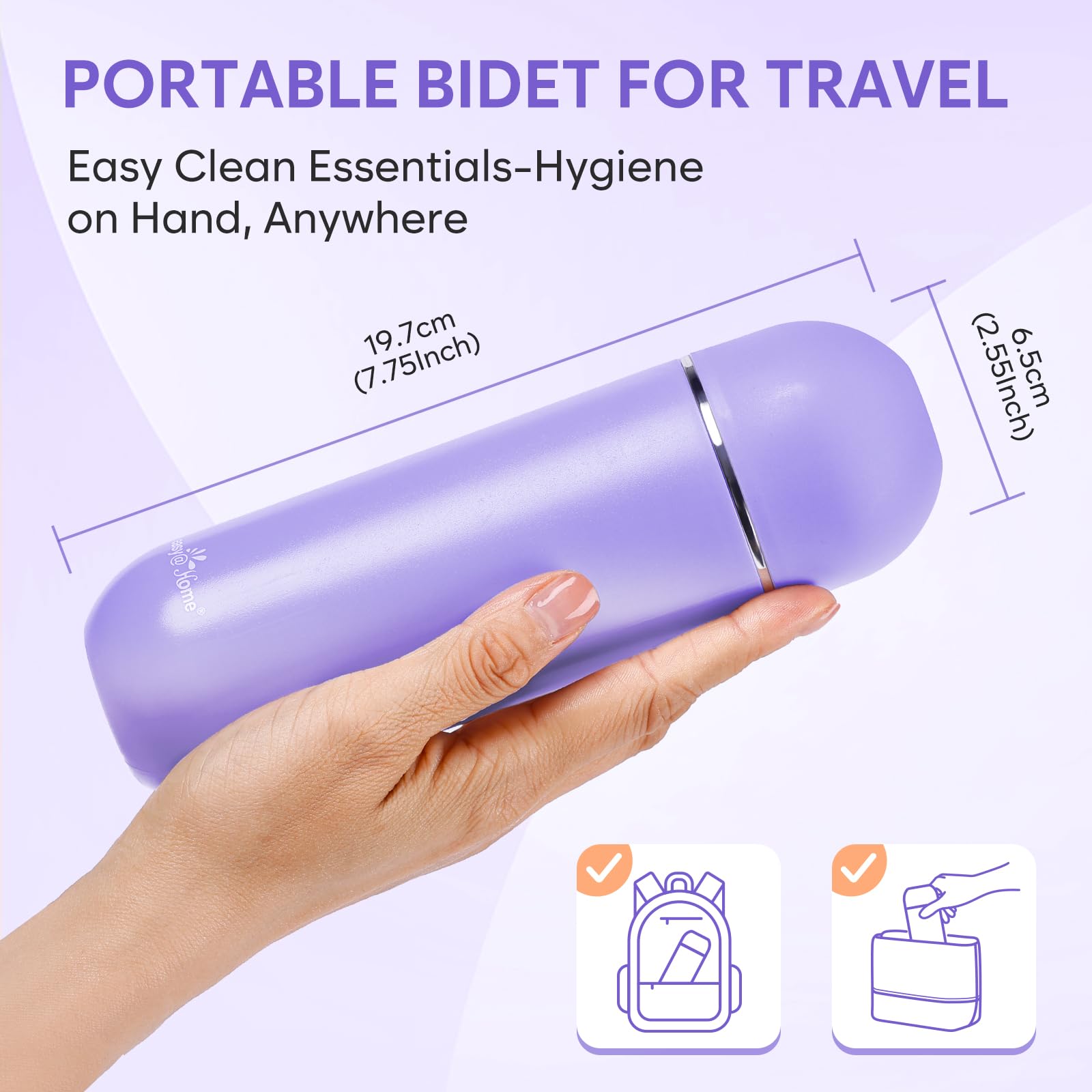 Easy@Home Portable Peri Bottle for Postpartum & Perineal Care: Handheld Bidet Perfect for Personal Hygiene Cleaning & Travel Friendly | 380ml Leakproof & Convenient Design | BPA-Free | EPB-01 Purple