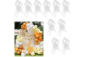 BEANPRECOY 10 Pcs Balloon Arch Clips, Durable Transparent Balloon Garland Clips, Heavy Duty Spring Garland Clamps, Plastic Cl
