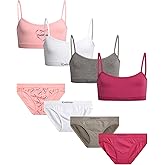 bebe Girls Underwear Set - 8 Piece Seamless Cami Training Bra and Matching Panties for Girls