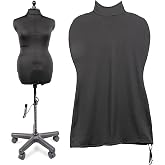 Dritz Dress Form Cover, Medium, Black, 100% Polyester 4-Way Stretch Fabric, Protects and Fits Adjustable Dress Forms and Sewing Mannequins, Smooth Surface for Draping and Tailoring