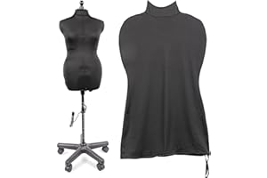 Dritz Dress Form Cover, Medium, Black, 100% Polyester 4-Way Stretch Fabric, Protects and Fits Adjustable Dress Forms and Sewi