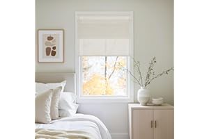 NICETOWN Linen Farmhouse French Door Curtain, No Drill Roman Shades for Window, Ivory Thick Linen Blended Light Filtering Solid Window Cover for Glass Patio, 30" Wx 72" L, 1 PC